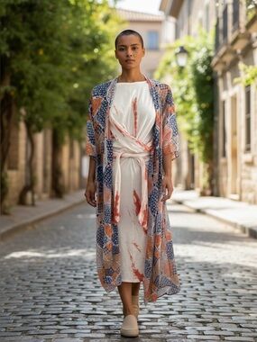 ✨Host Pick✨ Zara Tie-Dye Wrap Dress + Modena Abstract Kimono